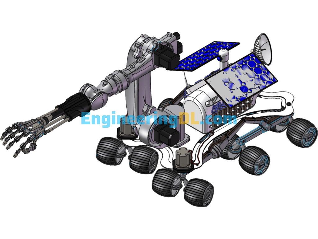 Lunar Rover Six-Wheeled Lunar Exploration Vehicle SolidWorks, 3D Exported Free Download