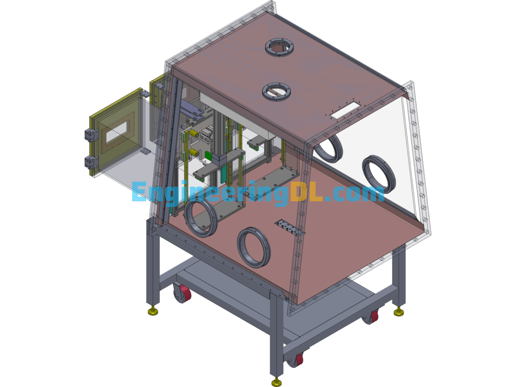 1.2m 8-Station Aluminum Shell Glove Box - Small Glove Box For Experiments SolidWorks, 3D Exported Free Download