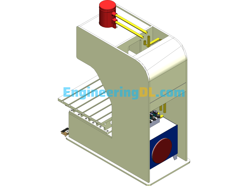 100 Ton Foot-Operated Vertical Press SolidWorks, 3D Exported Free Download
