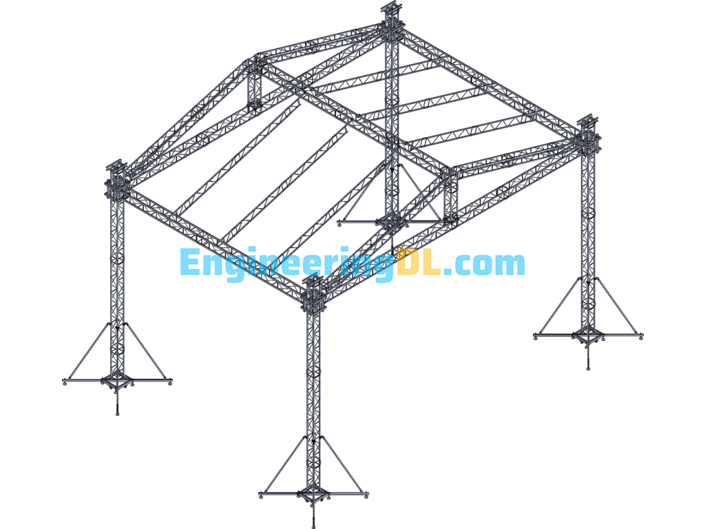 10x7x7m Gold Top Type Pin Frame 3D Exported Free Download