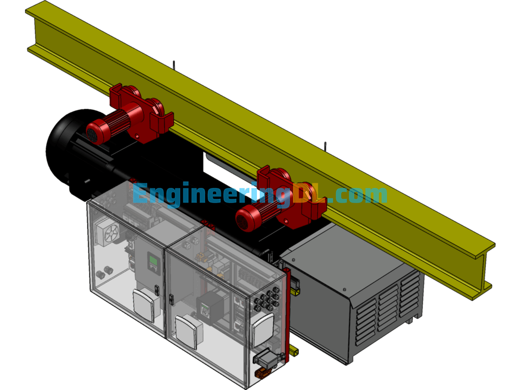 10 Ton Electric Hoist Crane (With Electric Control Cabinet) SolidWorks Free Download