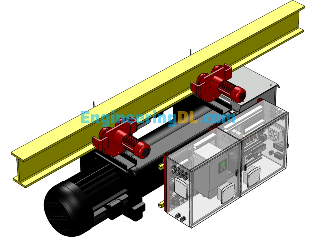 10 Ton Electric Hoist Crane (With Electric Control Cabinet) SolidWorks Free Download