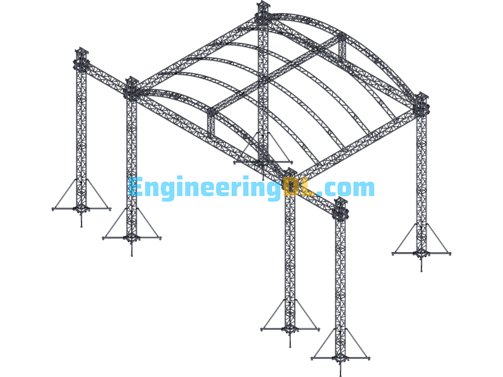 11*9*10+3 Round Arc Top Lighting Stage Truss 3D Exported Free Download