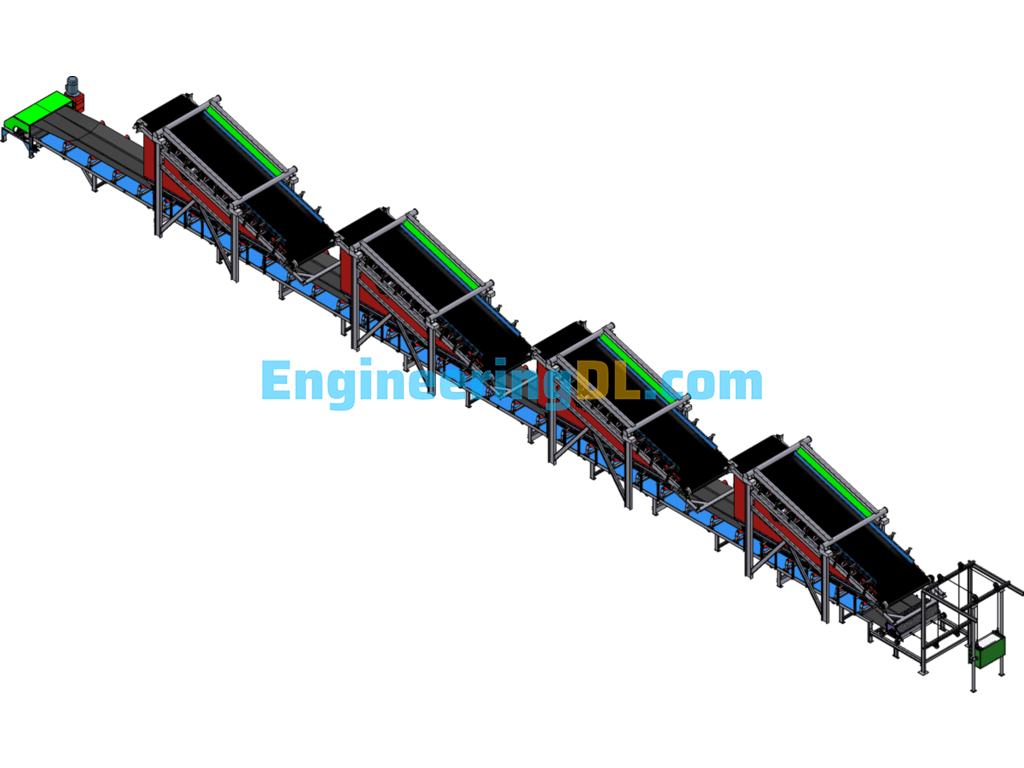 1600x42000 Belt Conveyor Belt Conveyor SolidWorks, 3D Exported Free Download