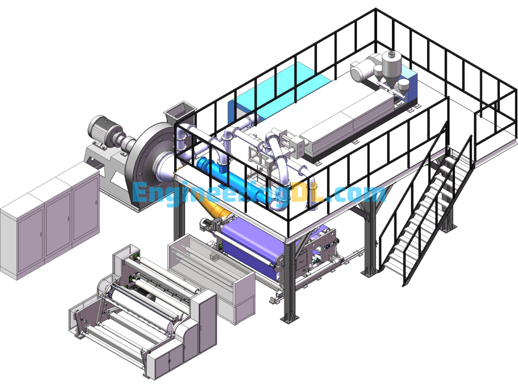 1600 Meltblown Fabric Production Line Complete Set Of Drawings, One Meter Six Large Meltblown Machine SolidWorks, AutoCAD, 3D Exported Free Download