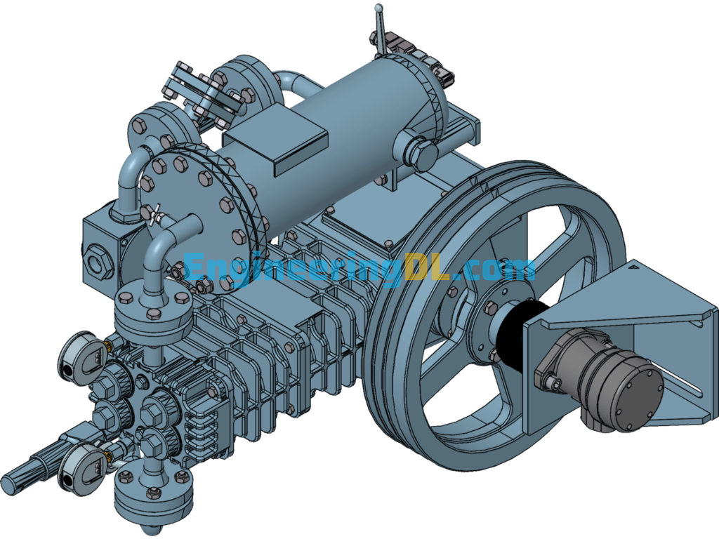 Model 161B Hundred Horsepower Compressor SolidWorks, 3D Exported Free Download