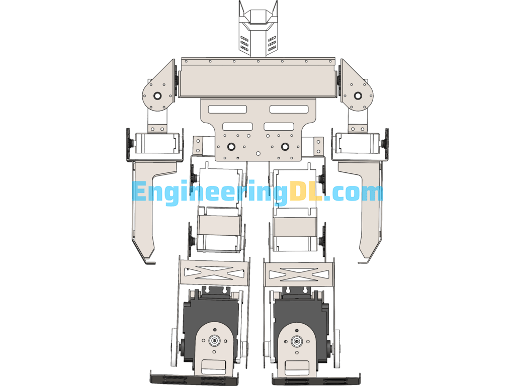 16dof Servo Robot (SolidWorks, CreoProE), 3D Exported Free Download