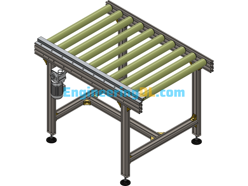 1m Simple Roller Conveyor SolidWorks, 3D Exported Free Download