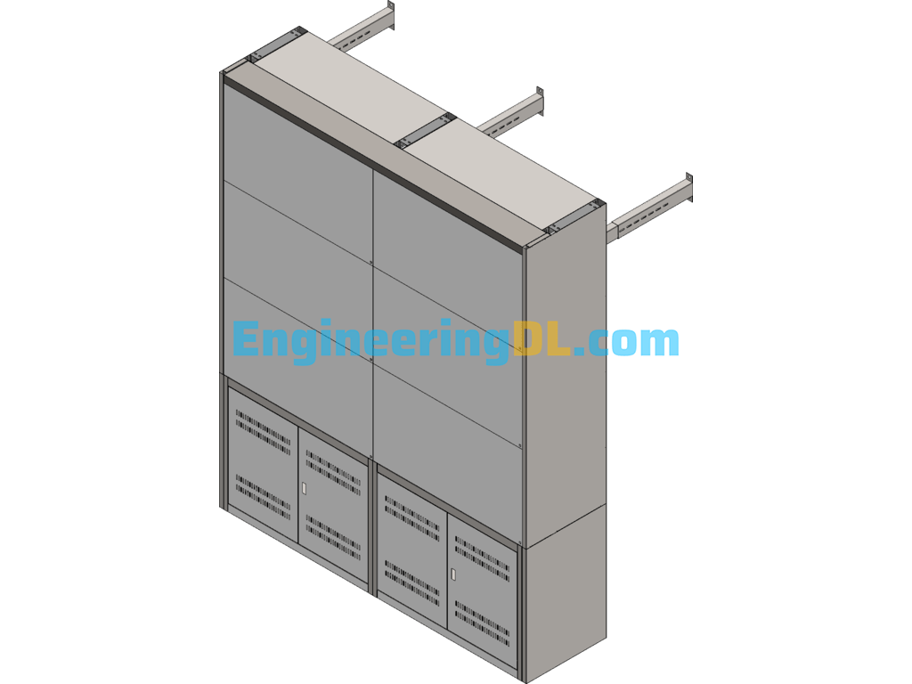 2*3 Splicing Display Monitoring Wall SolidWorks, 3D Exported Free Download