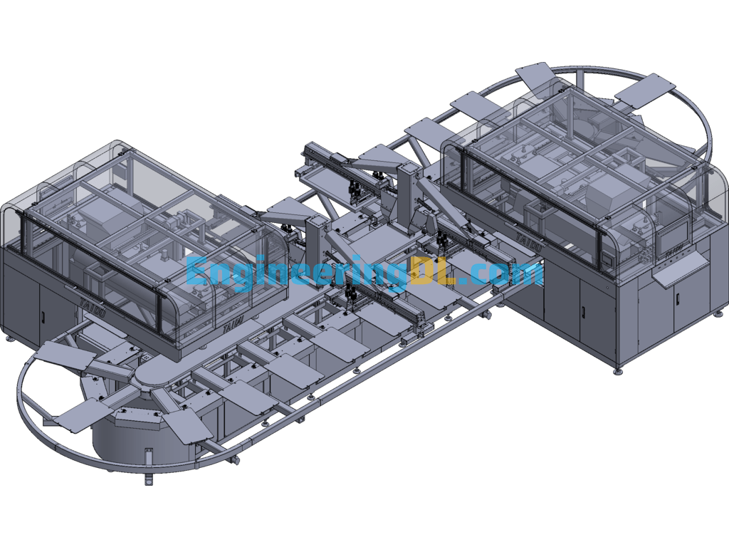 Drawing Of 24-Bit Oval Printing Machine 3D Exported Free Download