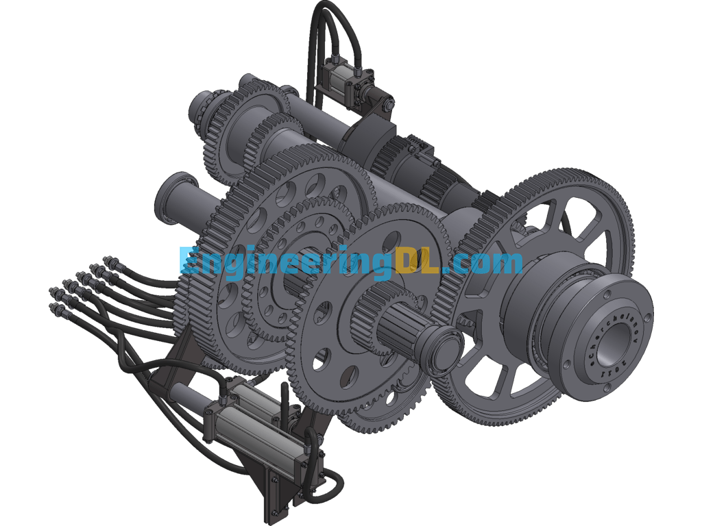 24-Stage Machine Tool Gearbox Design 3D Exported Free Download