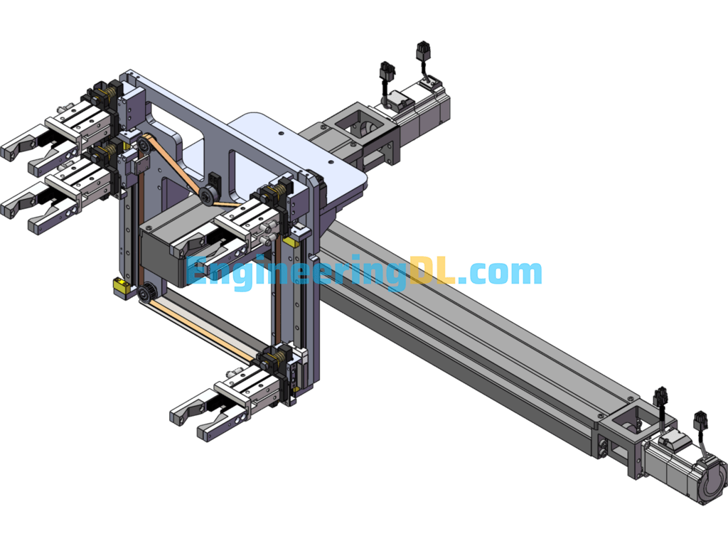 2x2 Formation Cross Hand Claw Pneumatic Mechanical Claw SolidWorks, 3D Exported Free Download