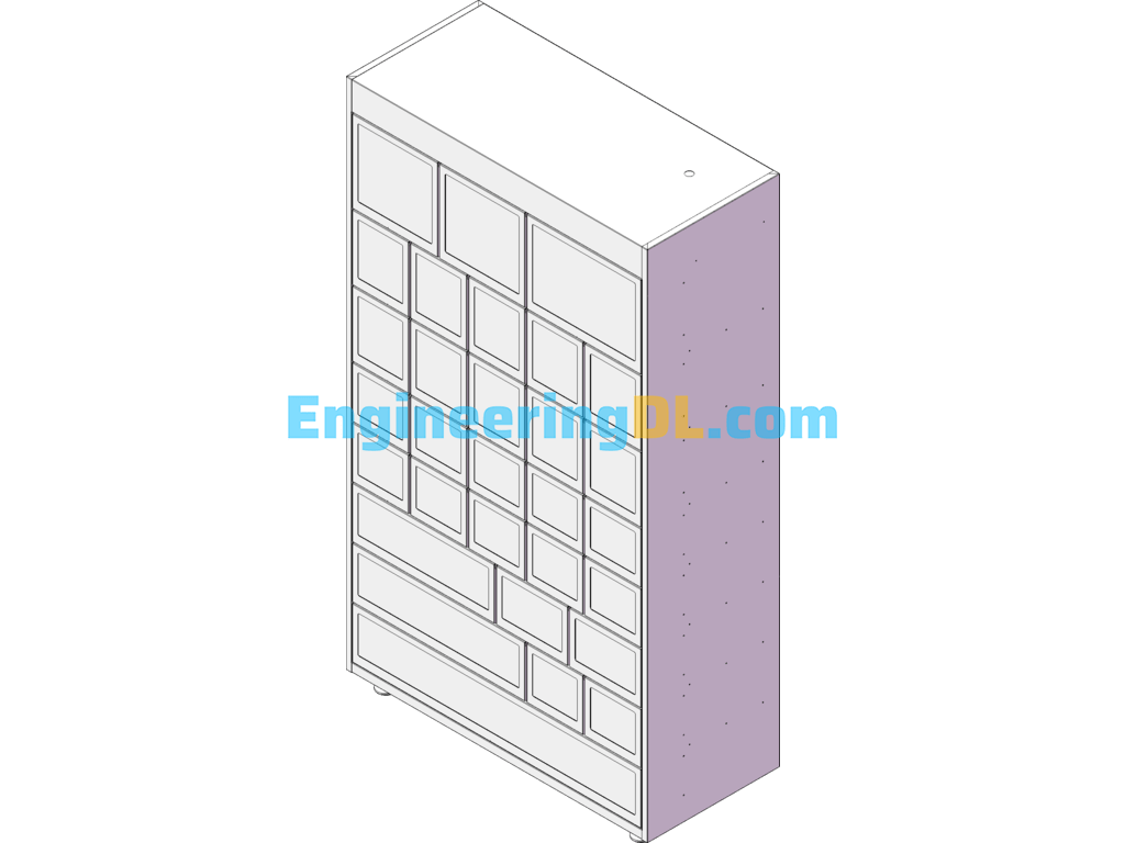 30-Door Lattice Cabinet SolidWorks, 3D Exported Free Download