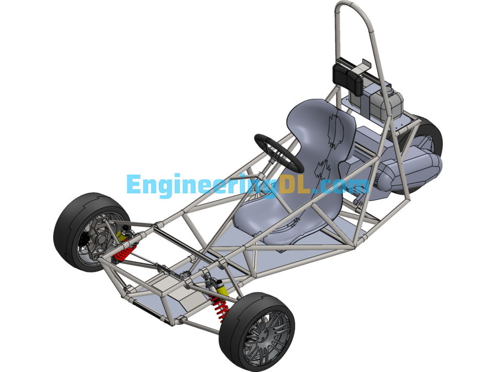 3 Wheel Kart Model SolidWorks, 3D Exported Free Download