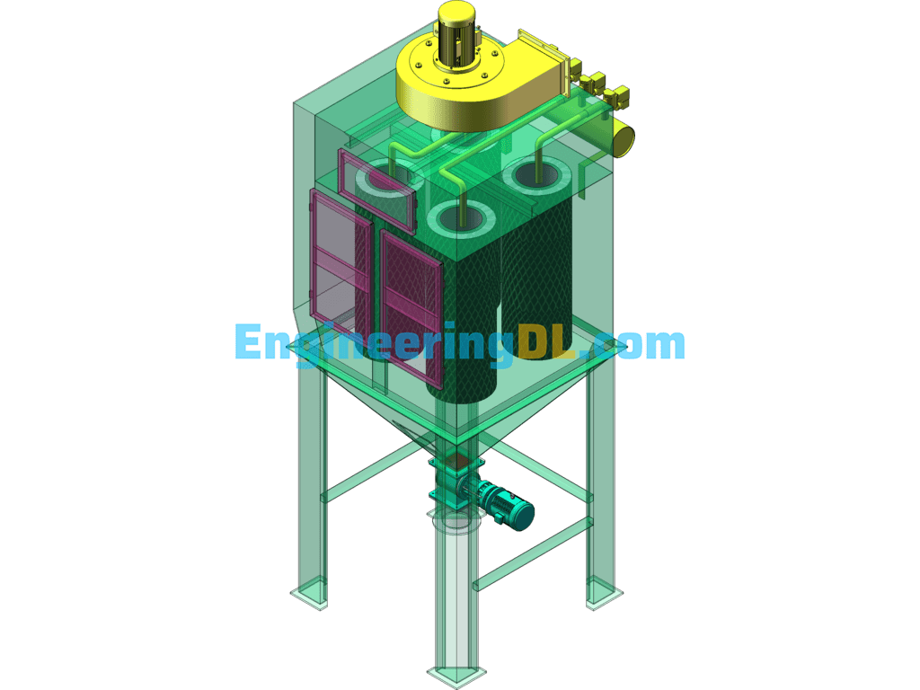 4 Cartridge Dust Collector 3D+Engineering Drawings SolidWorks, 3D Exported Free Download