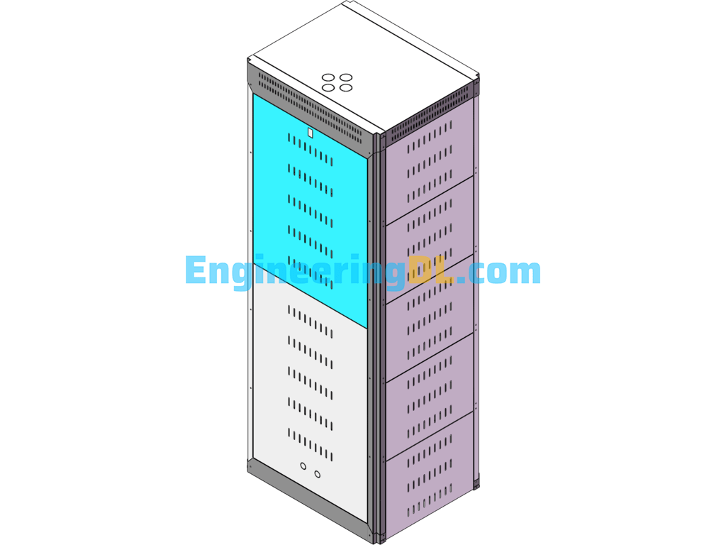 51,2v100AH Lithium Battery 750x600x2000-5 Battery Cabinet SolidWorks, AutoCAD, 3D Exported Free Download