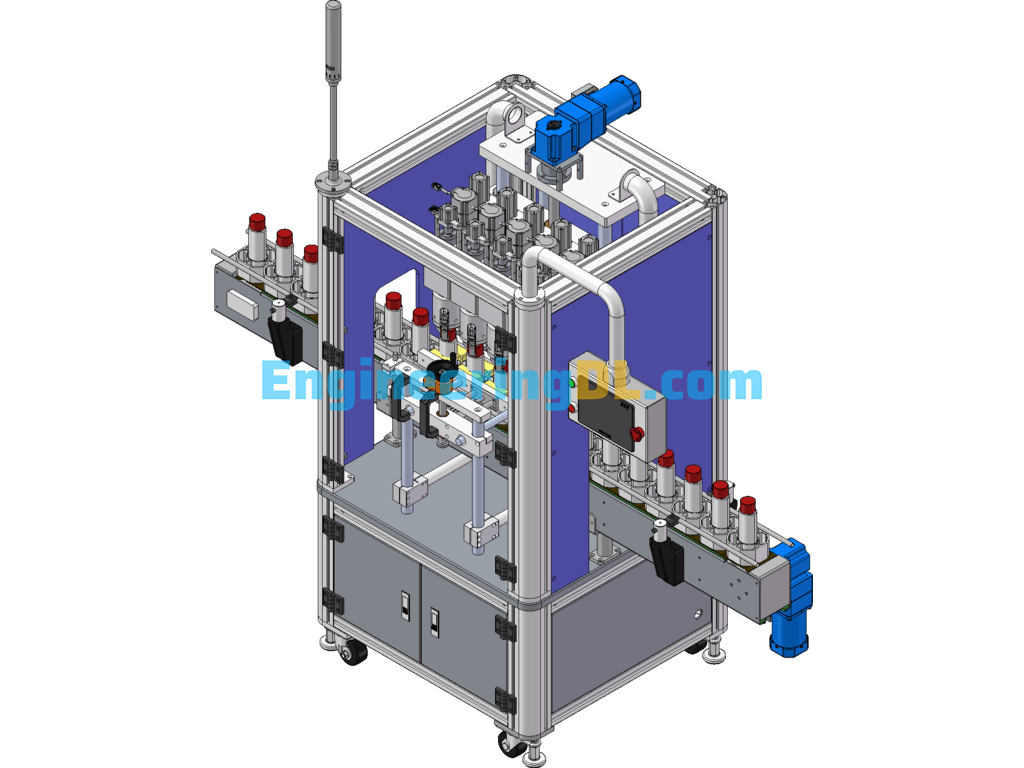 5 Head Linear Capping Machine SolidWorks, 3D Exported Free Download