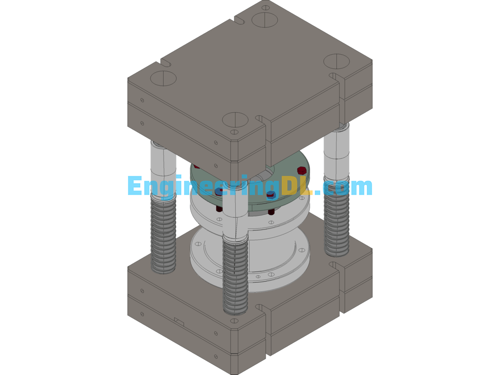 630T Hydraulic Press Die Holder SolidWorks, 3D Exported Free Download