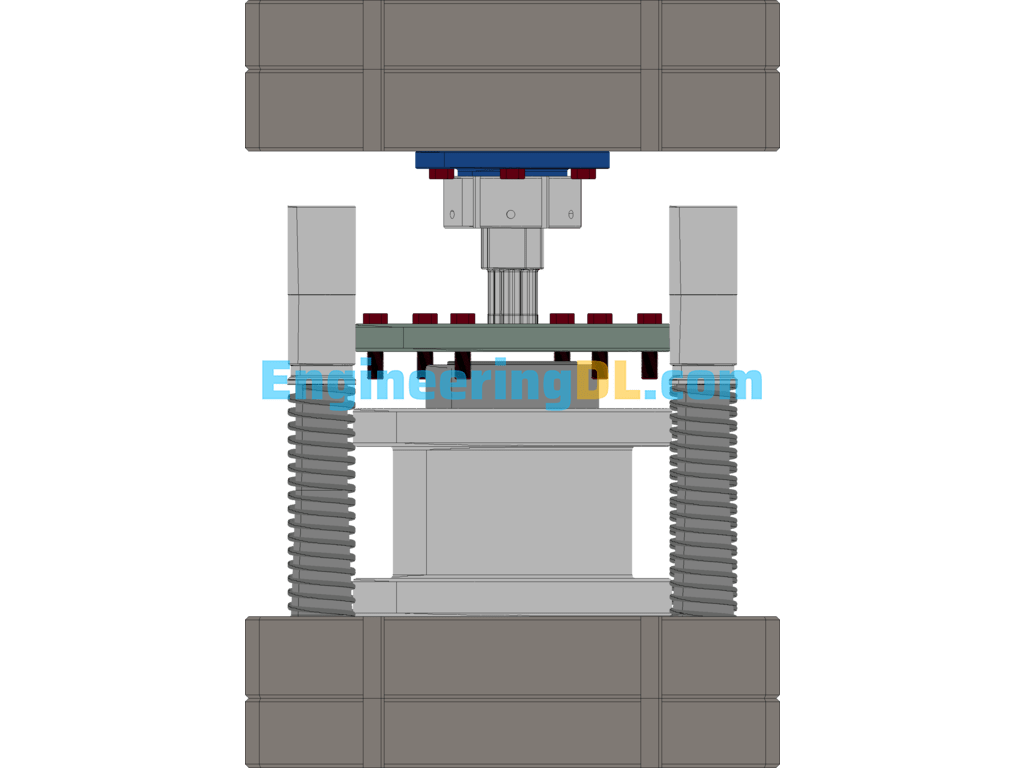 630T Hydraulic Press Die Holder SolidWorks, 3D Exported Free Download