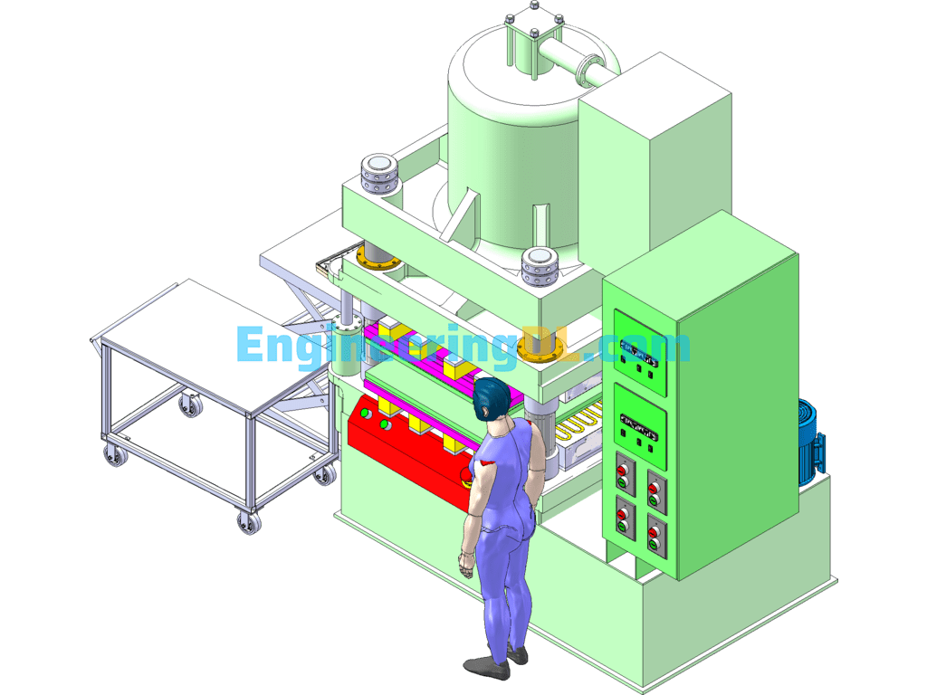 800T Heavy Duty Pressing Rubber Machine SolidWorks, 3D Exported Free Download