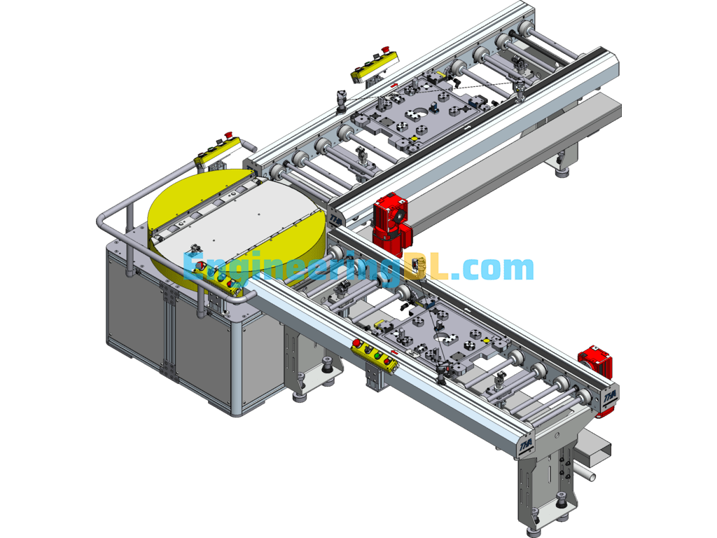 90 Degree 180 Degree Rotating Roller Conveyor Line SolidWorks Free Download