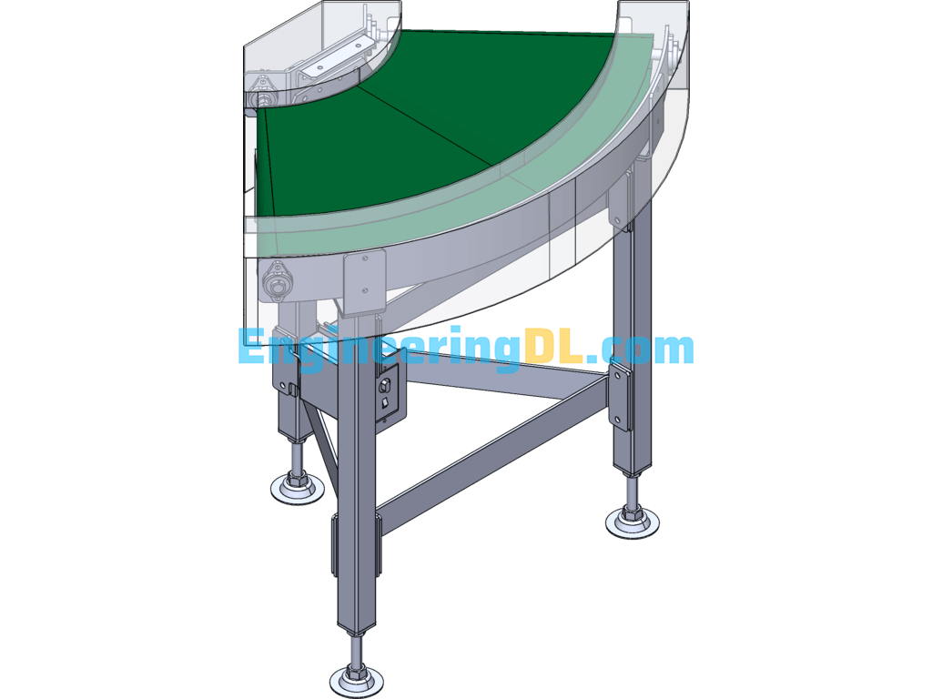 90 Degree Bend Belt Conveyor SolidWorks, 3D Exported Free Download