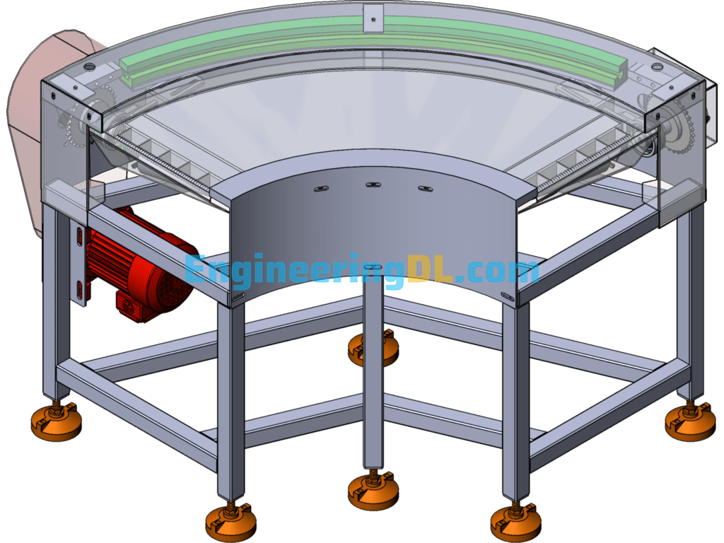 90 Degree Turn Belt Line SolidWorks, 3D Exported Free Download