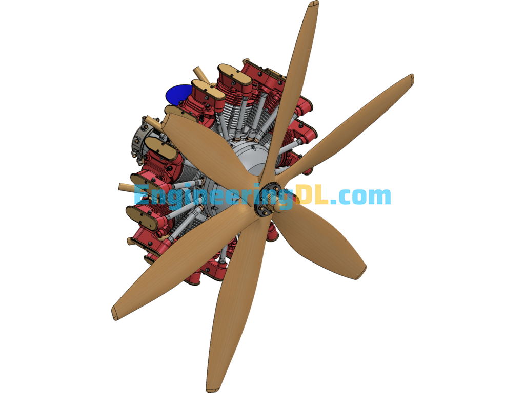 9-Cylinder Star Engine SolidWorks Free Download