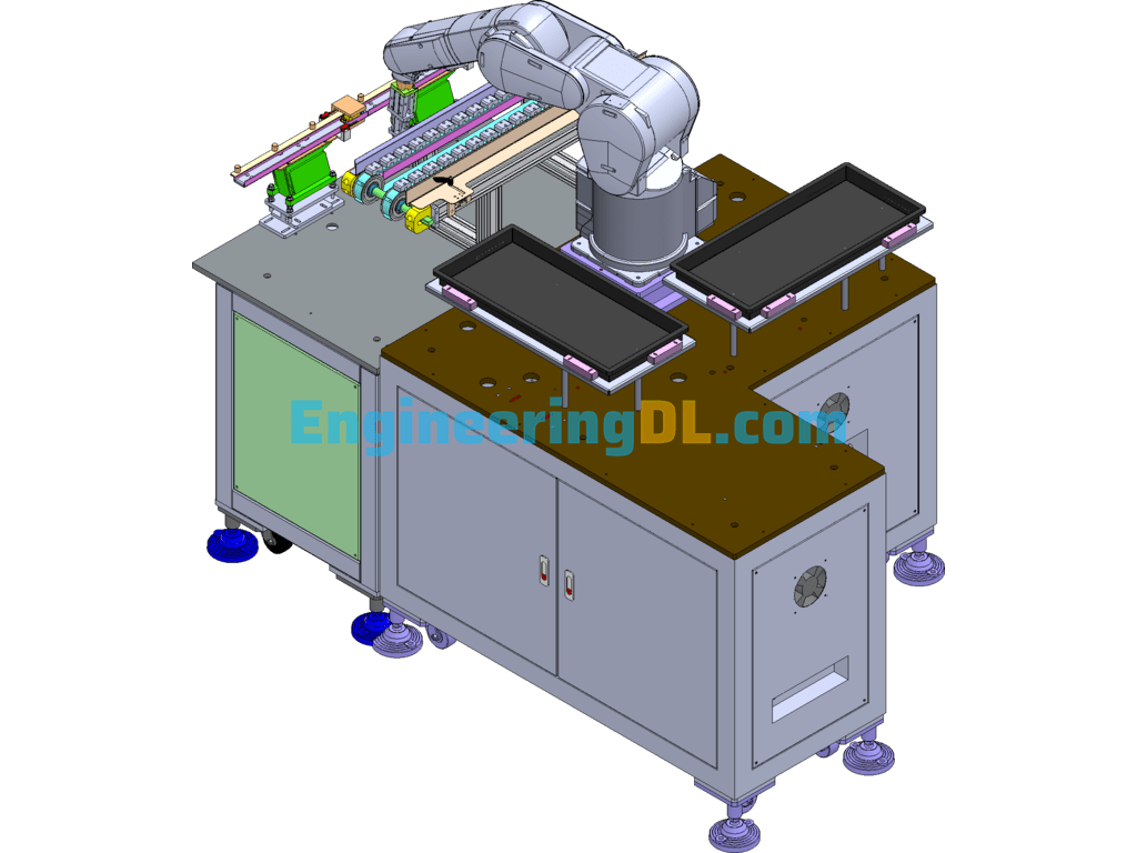 A10-Tray Automatic Loading And Gripping Station (With DFM) SolidWorks, 3D Exported Free Download