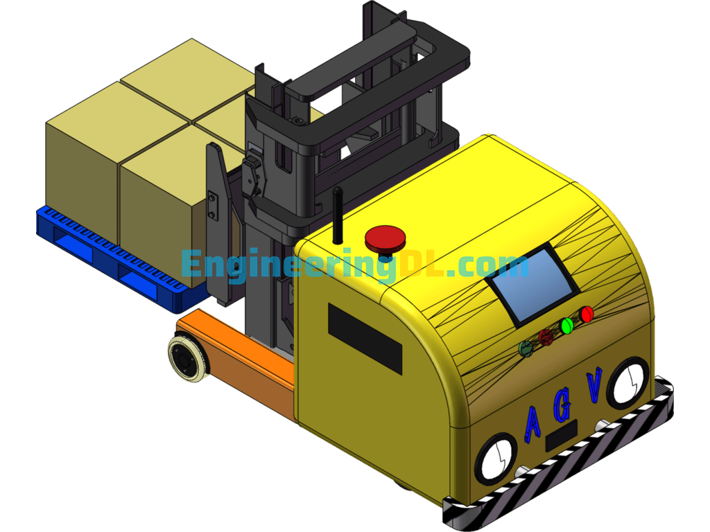 AGV Forklift Type Intelligent Carrier Robot SolidWorks Free Download