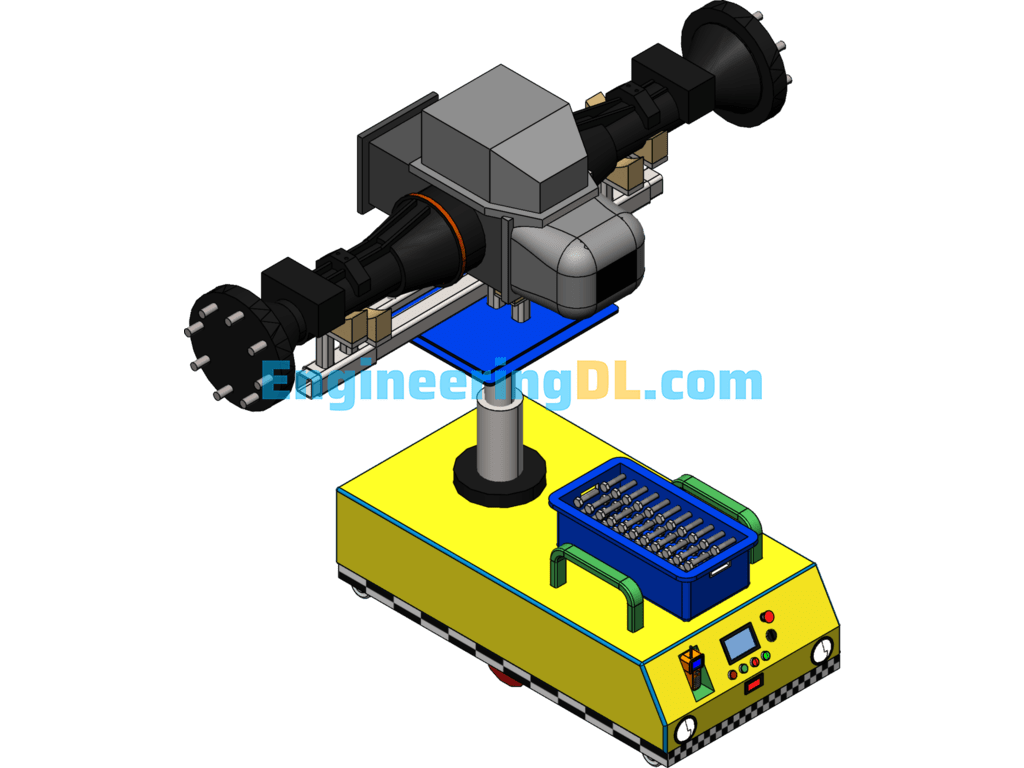 AGV Assembly, Intelligent Single-Lift Assembly Type AGV Vehicle SolidWorks, 3D Exported Free Download