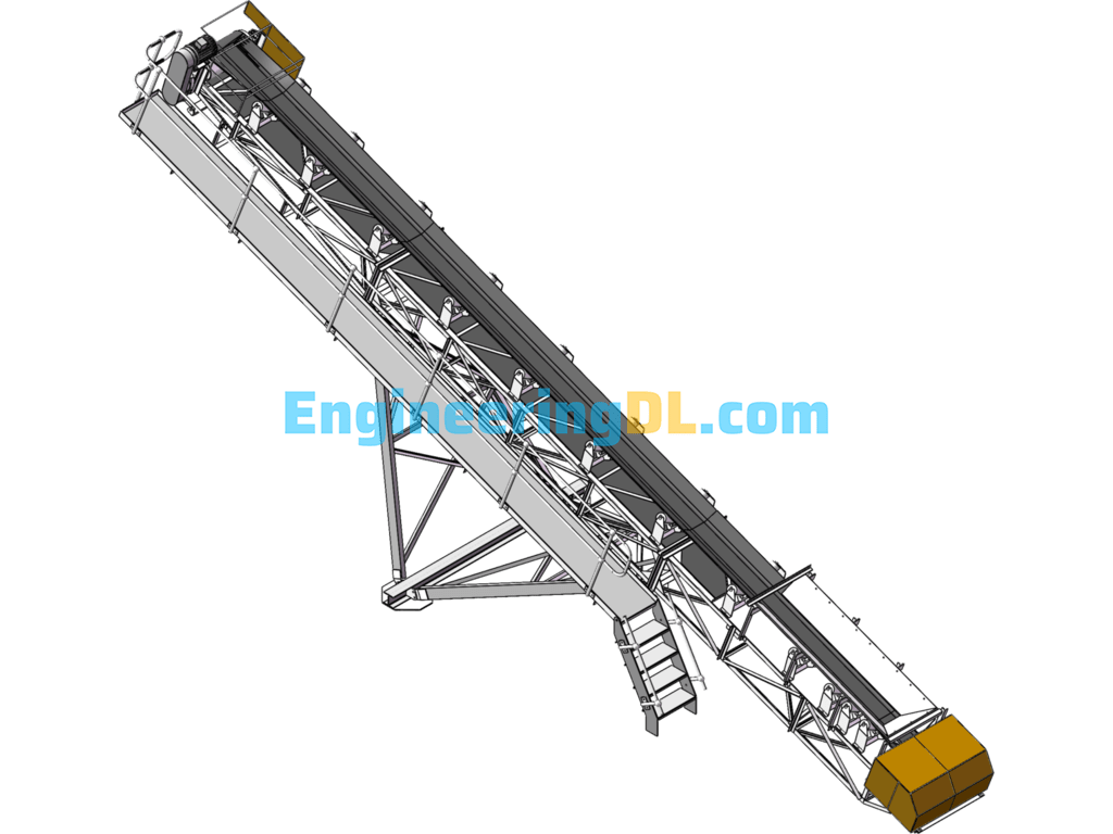 B600-12m Belt Conveyor 3D Model SolidWorks, 3D Exported Free Download