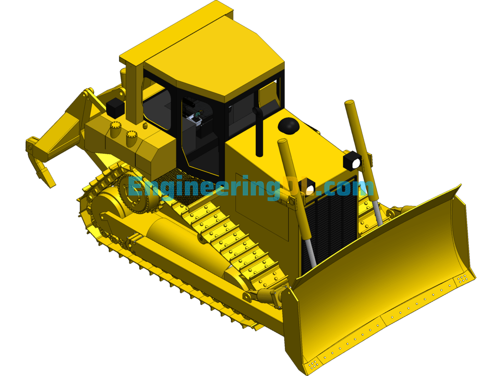 Bulldozer Caterpillar D6R Crawler Dozer SolidWorks, 3D Exported Free Download