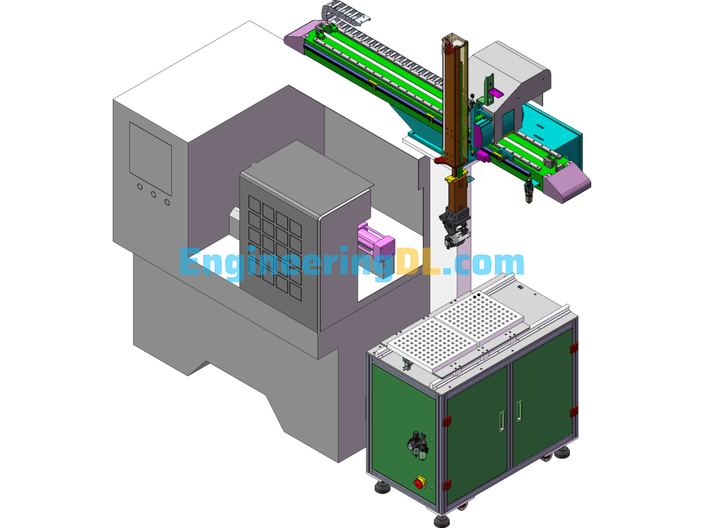 CNC Lathe Loading And Unloading Manipulator Non-Standard Equipment SolidWorks, 3D Exported Free Download