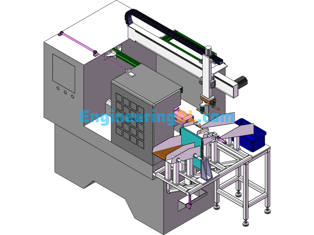 CNC Lathe Automatic Loading And Unloading Robotic Equipment SolidWorks Free Download