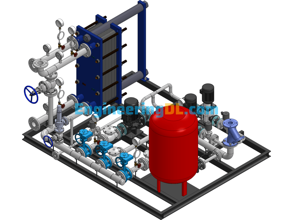 DN65-DN65 Plate Heat Exchanger Unit SolidWorks Free Download