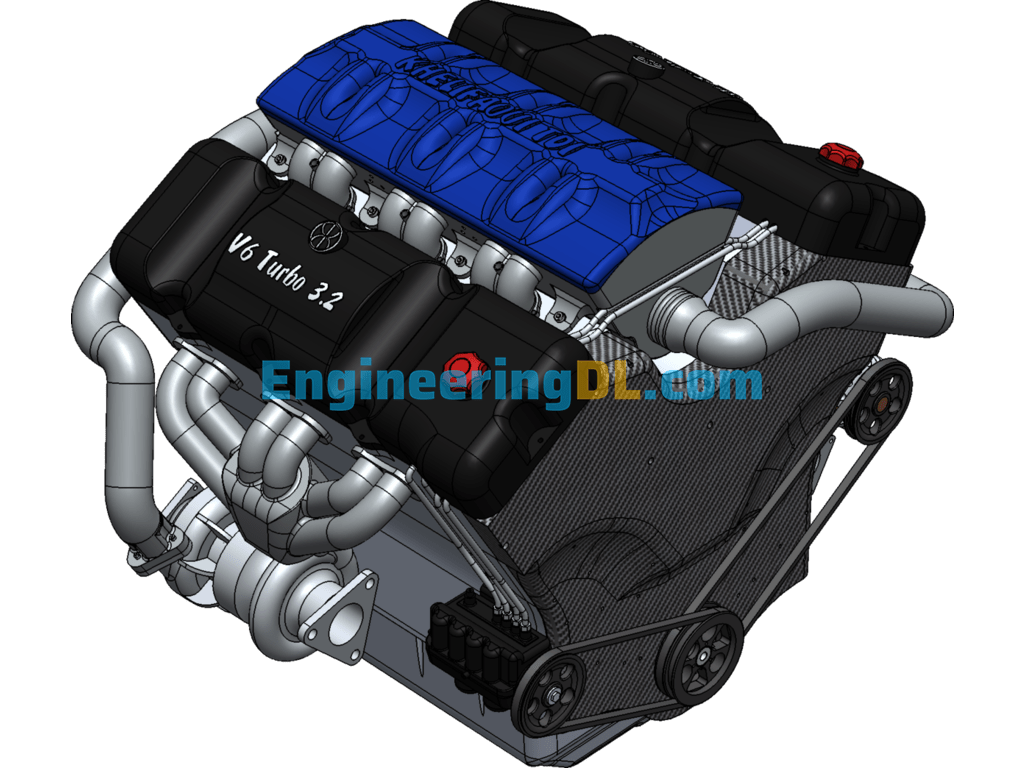 Khelifaoui V6 Turbo Engine Drawing SolidWorks Free Download