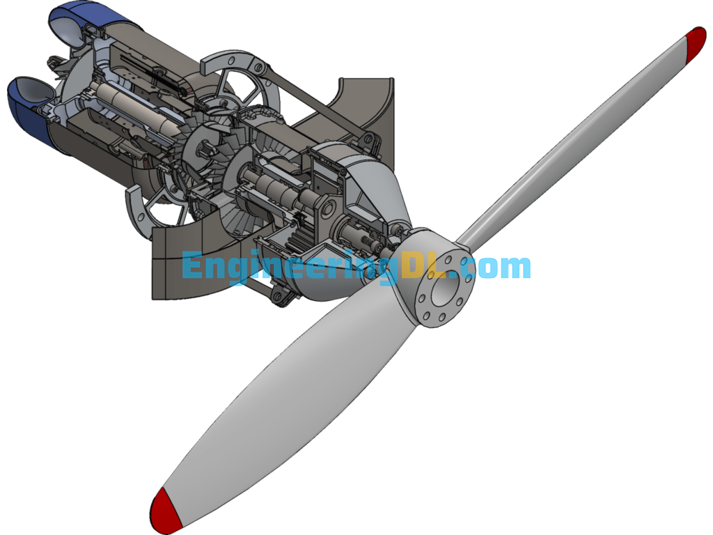 KJ-66 Turboprop Engine Drawing SolidWorks, 3D Exported Free Download