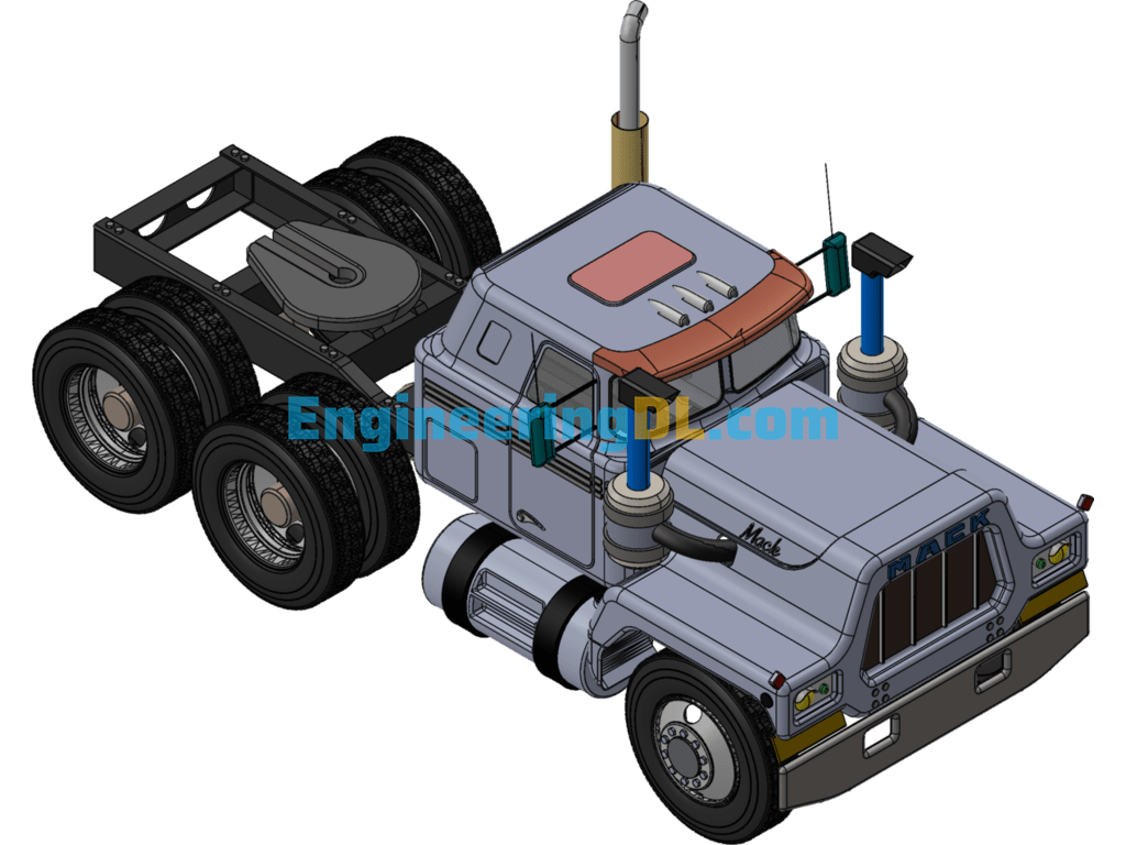 Mack R Series Truck Model SolidWorks, 3D Exported Free Download