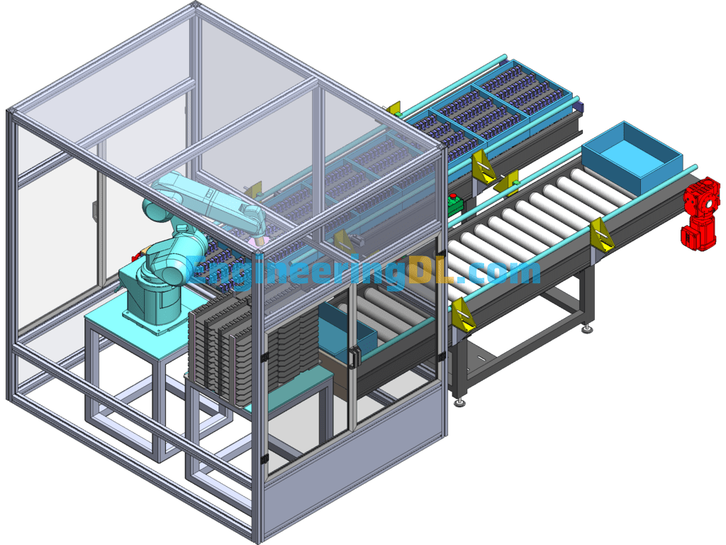 MALE Automatic Loading Machine Assembly Line SolidWorks, 3D Exported Free Download