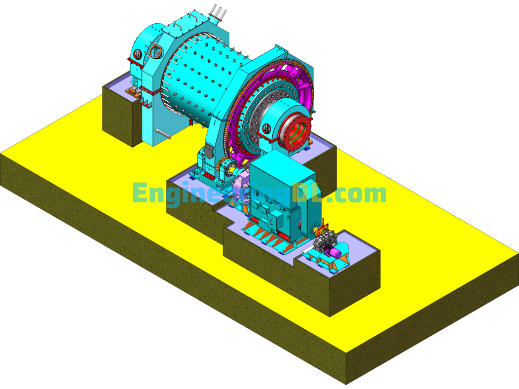 MBG2442 Rod Mill, Wet Ball Mill SolidWorks, 3D Exported Free Download