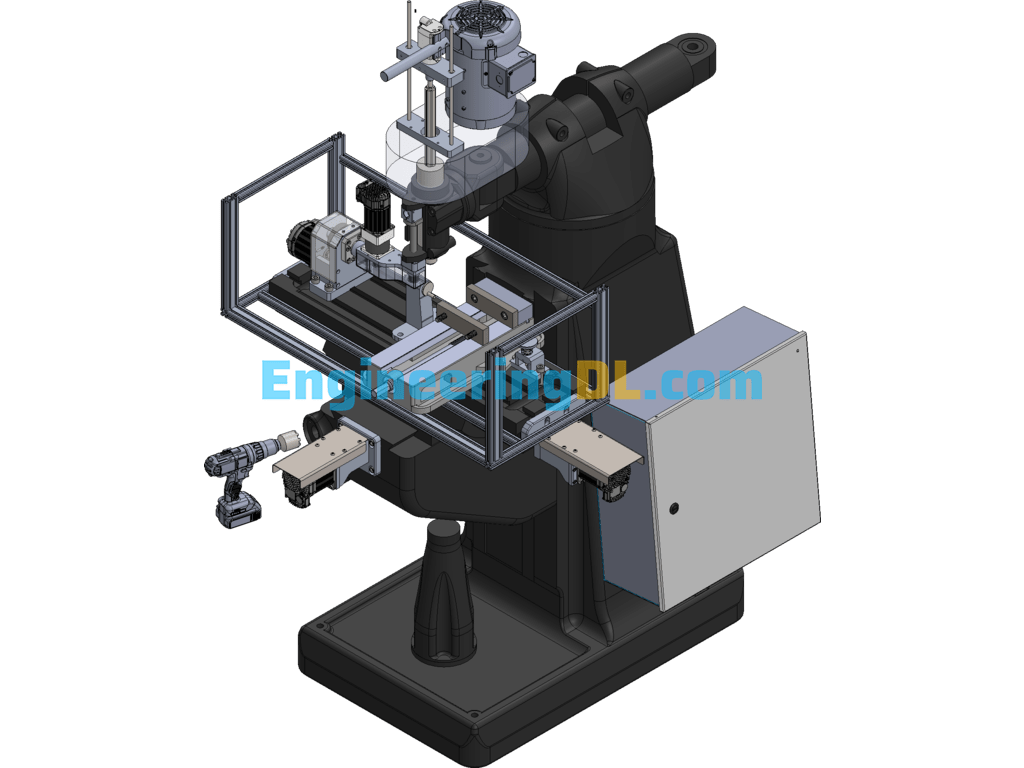 M-Head Milling Machine SolidWorks, 3D Exported Free Download