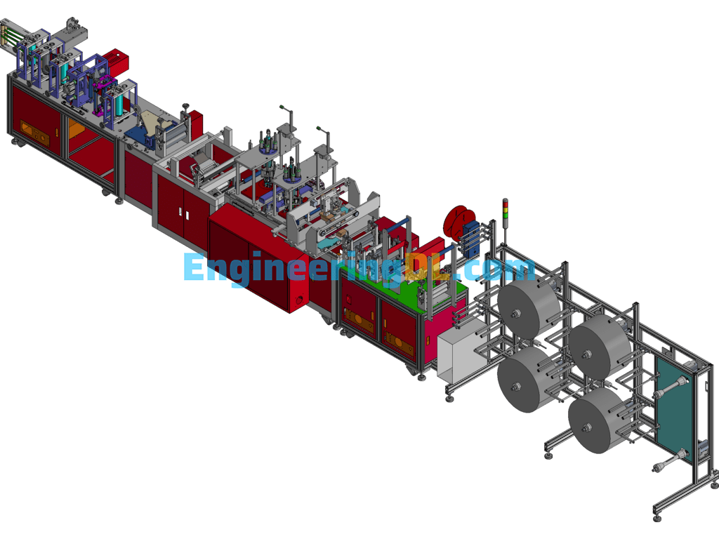 N95 Mask Machine - Automatic Labeling Continuous Folding Machine Assembly Line 3D Exported Free Download