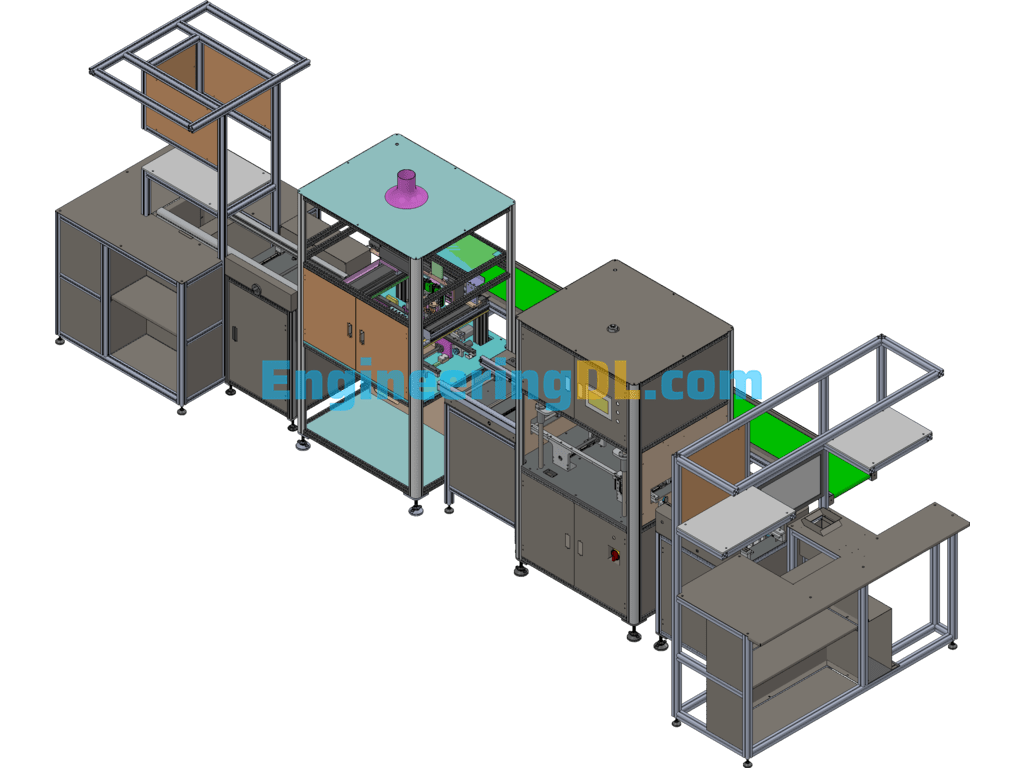 PCBA Insertion, Soldering, Testing And Packaging Lines 3D Exported Free Download