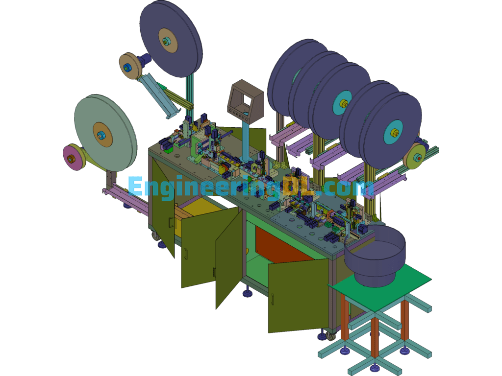 Phone Jack Assembly Machine, Automatic Headphone Socket Assembly Machine SolidWorks, 3D Exported Free Download