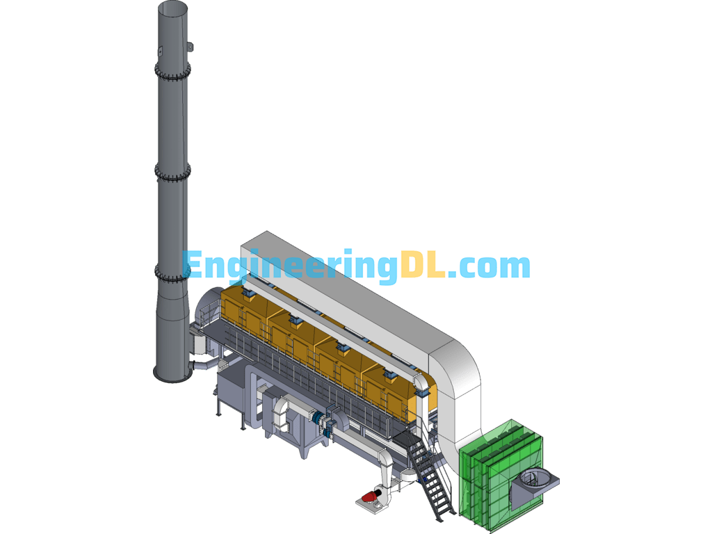 RCO Activated Carbon Adsorption And Desorption And Catalytic Combustion Equipment SolidWorks, 3D Exported Free Download