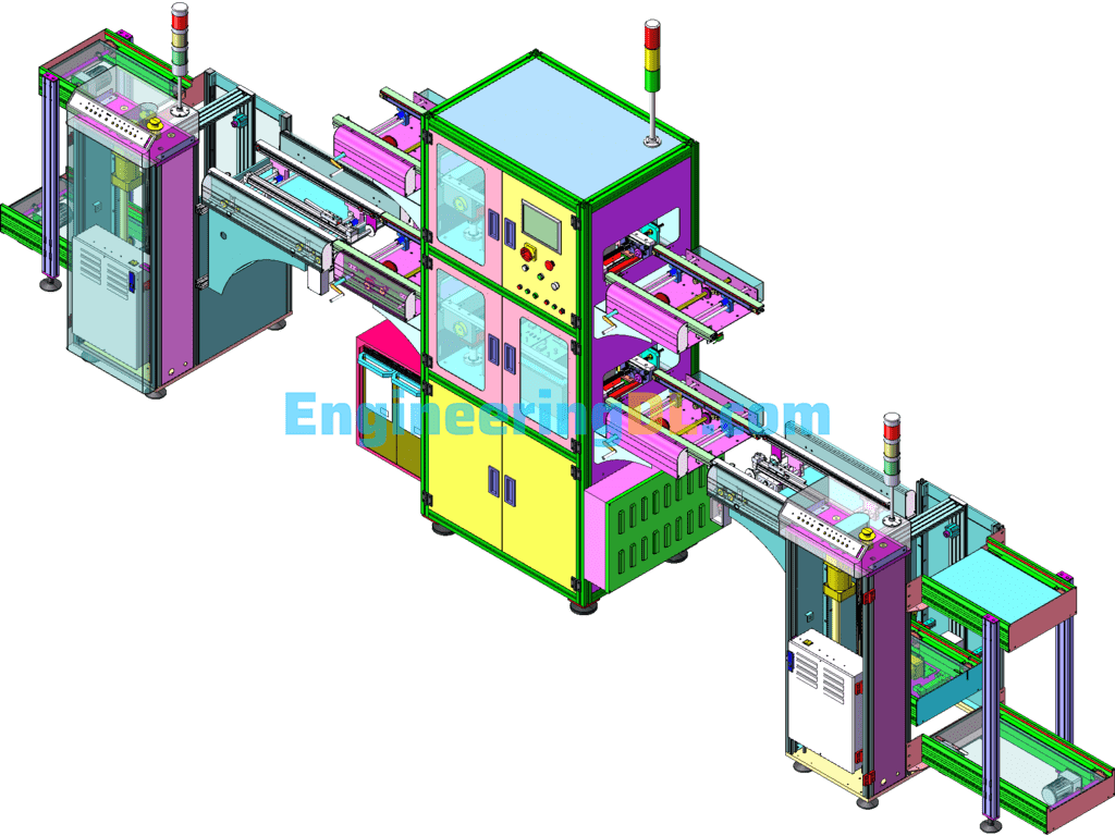 SMT In-Line ICT And FCT Double-Layer Multi-Functional Automatic Testing Machine Equipment SolidWorks, 3D Exported Free Download