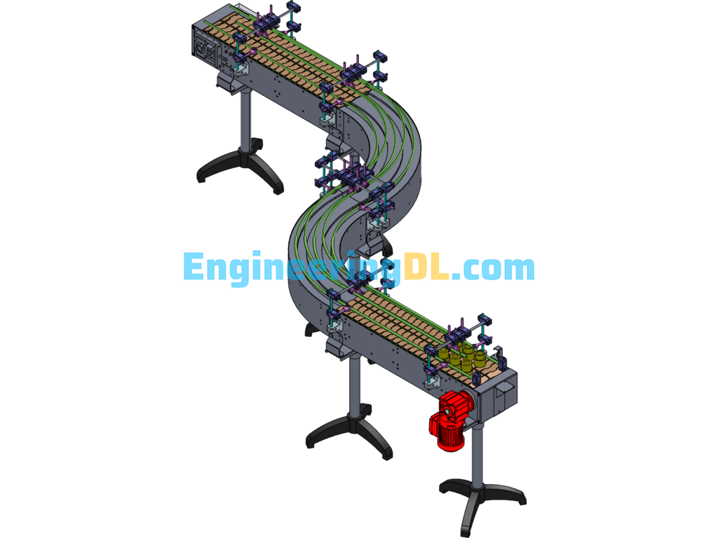 S-Type Chain Conveyor (Conveyor Line) SolidWorks, eDrawings, 3D Exported Free Download
