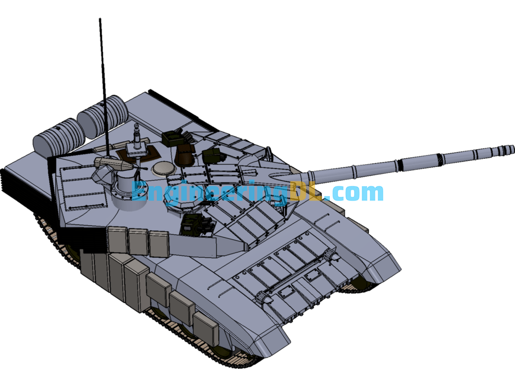 T90 Tank Shape (With All Parts) SolidWorks, 3D Exported Free Download