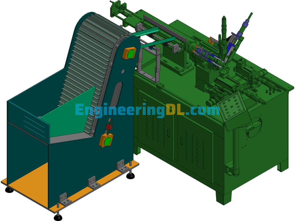 UG Automatic Lathe With Automatic Feeder (AutoCAD, UGNX), 3D Exported Free Download